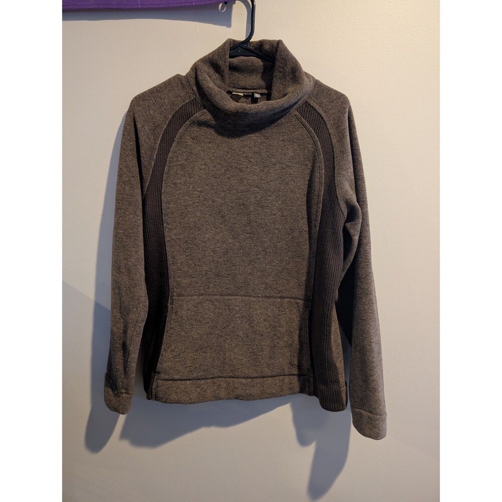 Lole Womens Sz XL Fleece wool Mock Neck Long Sleeve Pullover Brown Athletic